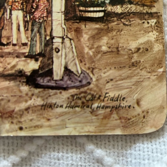 Vintage British‎ Pub Cork Placemats Signed Art Prints Set of 6 Collectible - Picture 2 of 13